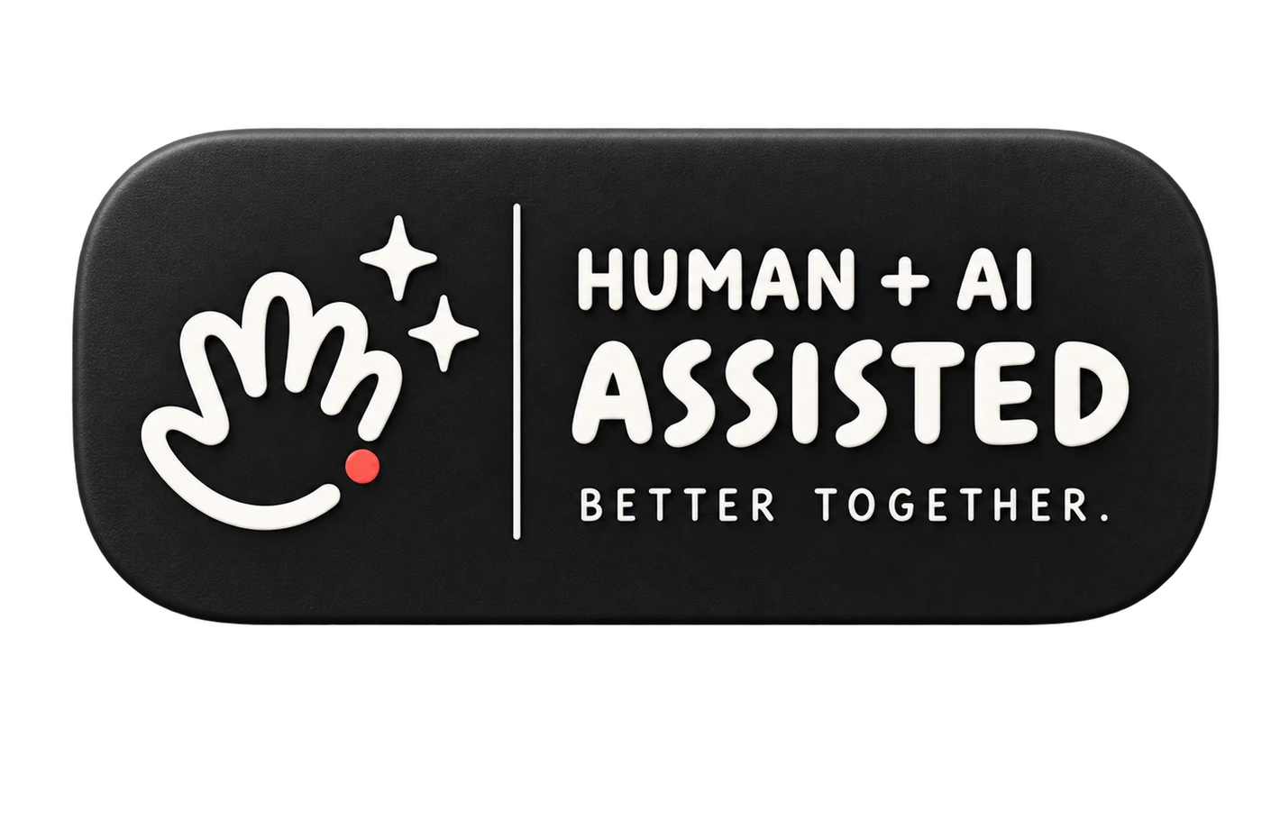 Insignia MiHumans Human + AI Assisted en versión oscura